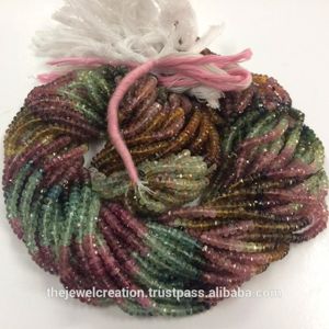 Cadena de Cuentas de Turmalina Multicolor Natural de 4mm, Facetadas en Forma de Rondelle, Certificadas por IGI, Hechas a Mano, Tendencias de Alibaba en Joyería - Product Image 3