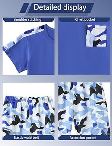 Conjunto de Camiseta y Pantalones Cortos de Verano para Hombre, Tejido de Rizo Informal, Secado Rápido, Transpirable, Algodón/Poliéster, Colores Personalizados, Talla Personalizada - Product Image 6