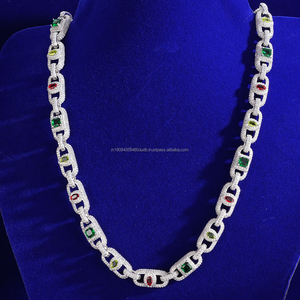 Cuban Link Necklace With Moissanite Diamond Luxury Iced Out 925 <b>Sterling</b> <b>Silver</b> Hip Hop Jewelry For <b>Men</b> Women Wholesale - Product Image 1