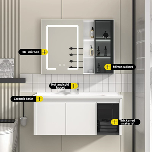 Nouvelle vanité de salle de bain moderne de 32 pouces armoire à miroir en aluminium blanc armoire de salle de bain intelligente <span class=keywords><strong>hd</strong></span> pour hôtel - Product Image 4