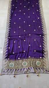 Sari Bandhani de Diseño con Borde Gotta Patti |   Ropa Étnica Rajasthani |   Sari Especial para Fiestas y Bodas - Product Image 5