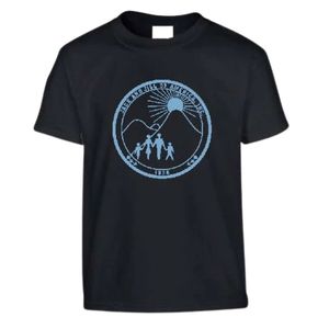 T-shirt graphique à manches courtes pour jeunes noirs, imprimé bleu à contour rond, col rond, décontracté, léger, tendance, pour enfants - Product Image 1