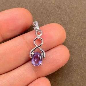 Colgante de Amatista Brasileña de Corte Ovalado, Chapado en Rodio, Plata de Ley 925, Modelo 473, Joyería Rhaya, Venta al Por Mayor, Estilo Minimalista, Hecho a Mano - Product Image 1