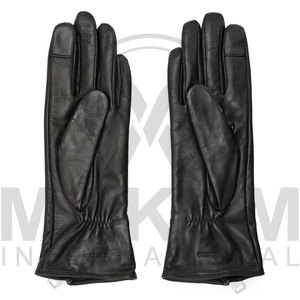 Black Leather Opera Length Gloves With Zipper Closure Unlined Thermal Warmth Casual Winter Wear - Product Image 5
