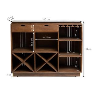 Solid Wood <b>Bar</b> Cabinet with Provincial Teak Matte Finish Wine Whisky and Soft Drink Storage Cabinet <b>Freestanding</b> Home <b>Bar</b> - Product Image 2