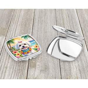 Espejo de maquillaje de viaje compacto para mujeres y niñas, Luau maltés, decorativo, plegable, diseño de mano, regalo de tamaño de bolsillo - Product Image 3