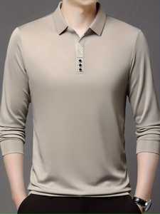 Nouveauté, polo pour homme 100% coton, chemise décontractée à manches longues, respirante, jersey uni, logo personnalisé, pour toutes les saisons - Product Image 6