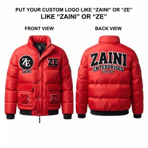 ZAINI Premium 120 GSM Polyester <b>Waterproof</b> Windproof Hooded Quilted Jacket Red Black Quilted Panels Thick <b>Winter</b> <b>Coat</b> - Product Image 1