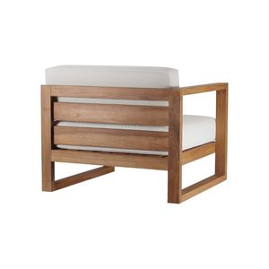 Sofá de Exterior Moderno Zaro de Teca Sólida, Conjunto de Jardín de Tres Plazas, Cojines Impermeables, Muebles para Patio - Product Image 5