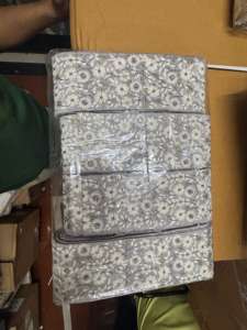 Tissu en dentelle 100 % coton brodé floral avec détails de sequins, dentelle grise en filet pour robes de mariée, garnitures pour chaussures et sacs - Product Image 2