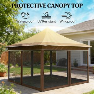 Pérgola de Tela Impermeable Beige para Jardines y Terrazas, Toldo y Gazebo - Product Image 4