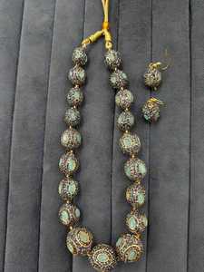 Indian Bridal Mala <b>Long</b> <b>Necklace</b> Set Girls Women party with Rose Quartz Pear Cut Crystals and Matching Earrings for Wedding - Product Image 4