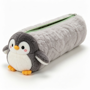 Plush Penguin Pencil Case With Green Zipper For <b>Kids</b> 8 To 13 Years Unisex - Product Image 3