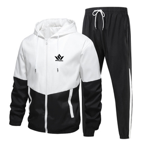 Design Quick Dry Polyester Sweatpants Set Spring Wear tittle Men's Full <b>Zip</b> <b>Hooded</b> Tracksuit Set Color Block Design Quick Dry - Product Image 1