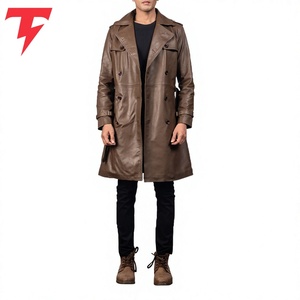 Venta Directa de Fábrica, Precio al por Mayor, Abrigo de Hombre de Cuero Genuino, Doble Botonadura, Impermeable, Transpirable y Ajustable, Nueva Llegada - Product Image 2