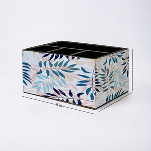 Porte-couverts en bois artisanal de qualité supérieure avec impression florale en émail, 4 compartiments, support multi-usages pour ustensiles de cuisine et cuillères - Product Image 4