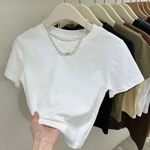 Camiseta Corta Raglán para Mujer, Suave, Elástica, Ajustada, Estilo Minimalista Retro, Prenda Esencial de Moda Urbana para Uso Diario - Product Image 2