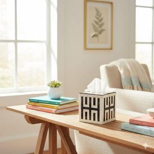 Boîte à mouchoirs en os incrusté faite à la main, décoration de luxe pour la maison - Product Image 2