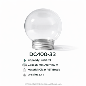 Bouteille PET 400 ml en forme d'ampoule avec bouchon à vis en aluminium, col de 55 mm, pour jus, lait, thé, boissons, fabricant OEM Vietnamien, bouteilles en plastique - Product Image 6