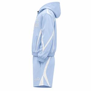 Friends <b>Light</b> <b>Blue</b> Hooded Tracksuit Set Full <b>Sleeve</b> Drawstring Closure Breathable Cotton Lightweight Solid Autumn Sporty Design - Product Image 5