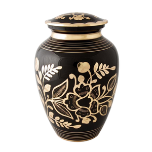 Urnes funéraires pour adultes en laiton de haute qualité avec gravure, finition or et noir, pour cendres humaines. - Product Image 4