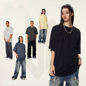เสื้อยืดโอเวอร์ไซส์ผู้ชายแบบสั่งทำพิเศษ ดีไซน์คอแคบ ผ้าฝ้าย 100% ไซส์พลัส ตัดเย็บขอบเรียบ ไหล่ตก - Product Image 3