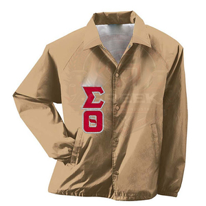 เสื้อแจ็คเก็ต OEM Greek Delta Sorority DST ลายปัก คอสตูมบล็อกสี เสื้อโค้ช เสื้อแจ็คเก็ตกันฝน - Product Image 4