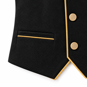 Túnica Blanca para Niños con Chaleco Negro y Bordado Árabe Dorado, Jubba Islámica, Kandura con Cuello Alto, Modesto, para Eid, Ramadán, Tradicional Árabe - Product Image 5