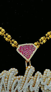 ฮิปฮอปผ่านเพชรน้ำแข็งออกประกันเพชรจี้ชื่อที่กำหนดเอง VVS Moissanite ตัวอักษรสองโทนสีทองและเงินของขวัญเครื่องประดับ - Product Image 5