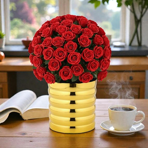 Premium Golden Ribbed Metal Planter Polished Mild Steel Decorative Flower <b>Pot</b> for Indoor Plants <b>Succulents</b> Metal <b>Pots</b> - Product Image 1