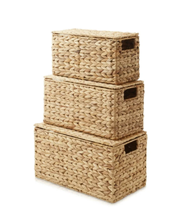 Artex HaiNam Natural Rattan Storage <b>Baskets</b> Rectangle With Handles <b>Stackable</b> Rustic Organizer For Sundries Storage - Product Image 2