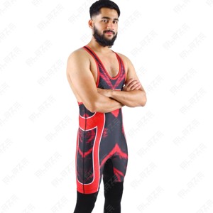 Camiseta interior de lucha azul y naranja hecha a medida, camisetas de lucha de Japón de punto con diseño libre, técnicas lavadas de talla grande - Product Image 2