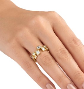 Wonderful 10K 14K 18K Solid Yellow Gold Vintage Party Channel Set Full Eternity Wedding Band Emerald Lab Diamond Stacking Ring - Product Image 5