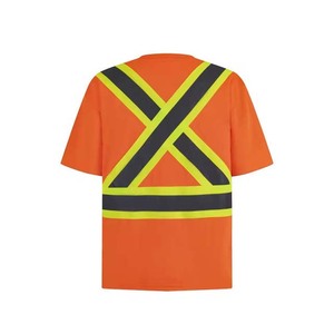 Camisa de Trabajo de Alta Visibilidad Color Naranja para Hombre, Estilo Chaleco de Poliéster con Franjas Reflectantes y Bolsillo en el Pecho - Product Image 2