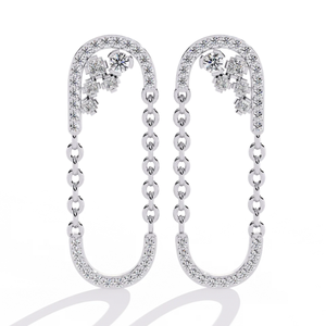 Boucles d'oreilles AJRETAIL en diamant naturel taille brillant rond de 0,48 ct - Or 14 carats, couleur HI, clarté VS-SI, design boucle céleste, style luxueux - Product Image 3