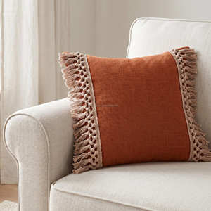 30 × 50 cm Long Lumbar Cotton <b>Pillow</b> Cover Decorative <b>Fringe</b> <b>Trim</b> Bench Cushion Organic Modern Decor - Product Image 5