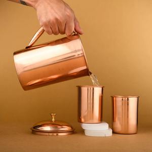 Copper Water Jug and Glass Set Mirror Finish Drinkware <b>Kitchen</b> Tableware Hydration Gift Set Home Hotel Restaurant - Product Image 1