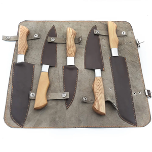 Damascus Steel <b>Knife</b> <b>Set</b> 5-Piece Wood Handle <b>Sharp</b> Chef <b>Knives</b> Damascus Steel Blade Polished Edge Ambidextrous Kitchen <b>Knives</b> - Product Image 5