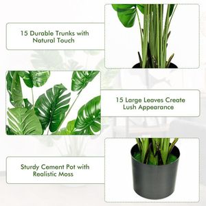 1/2 Pezzi Albero Artificiale Monstera Deliciosa da 1,5 Metri, Pianta Finta Resistente per Interni/Esterni per Decorazioni Domestiche - Product Image 5