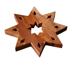 Durable Multi Point Star <b>Wooden</b> Trivet Geometric Starburst Cutout Natural Wood Heat Resistant Hot <b>Pot</b> <b>Pan</b> Holder Table Mat Pads - Product Image 1