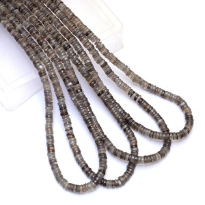 Moonstone 5mm-6mm Heishi Smooth <b>Spacer</b> Beads Natural Grey Moonstone Semi Precious Gemstone Tyre Rondelle Wheel Beads For Jewelry - Product Image 2
