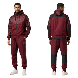 Survêtement coupe-vent à capuche de luxe pour homme avec broderie de motif uni haut de gamme, design léger et performant - Product Image 2