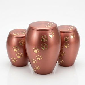 Pink Metallic Aluminum Pet Cremation <b>Urns</b> Set Gold Paw Prints Memorial Keepsake Ashes Jar Funeral <b>Urn</b> Dogs <b>Cats</b> Modern Design - Product Image 3
