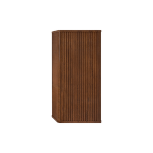 CC0414S305 Striped Walnut Floating Side <b>Cabinet</b> Wall Mounted Bathroom <b>Storage</b> for <b>Small</b> Spaces Pre Assembled - Product Image 1