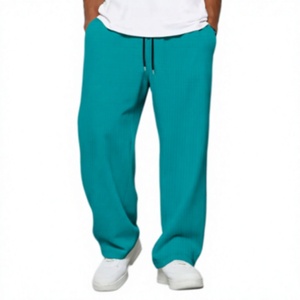Men's Teal <b>Wide</b> <b>Leg</b> Sweatpants Casual Drawstring Elastic Waist Loose Fit Long <b>Pants</b> - Product Image 1