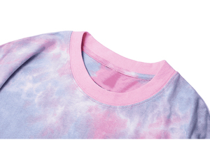 เสื้อยืดผู้ชายผ้าฟลีซคอตตอน 100% คุณภาพสูง ขายส่ง ทรงหลวม ลายมัดย้อม พร้อมโลโก้ที่ปรับแต่งได้ - Product Image 5