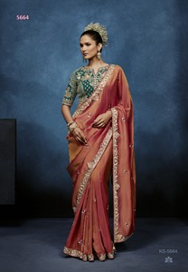 Sari Tradicional Indio Elegante de Última Moda, Adornado con Cuentas de Cristal, Sari Elegante para Fiestas y Bodas para Mujeres - Product Image 1