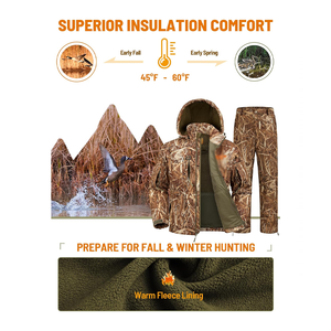 Men's Camouflage Hunting Suit Soft <b>Shell</b> Set Warm Fleece Lining Windproof Autumn Outdoor Wear - Product Image 5