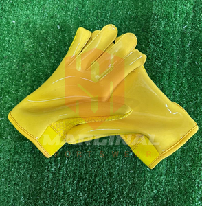 Gants de football américain de haute qualité, couleur jaune, avec motif nid d'abeille, logo personnalisé imprimé, gants de football américain pour hommes - Product Image 6