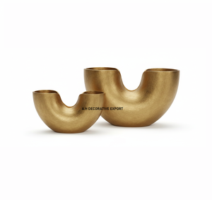 Vase décoratif moderne en aluminium noir mat en forme de U |   Vase de table sculptural minimaliste, écologique, pour mariage, luxe, maison - Product Image 3